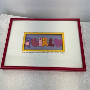 Bright Star Designs Michelle‎ Samara "Girl" Wall Art Hot Pink Metal Frame